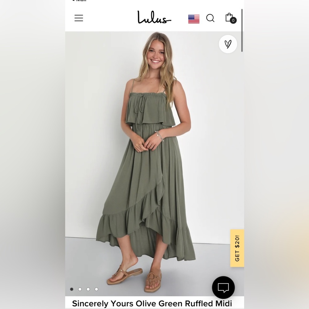 Lulu’s NWT green midi ruffle dress